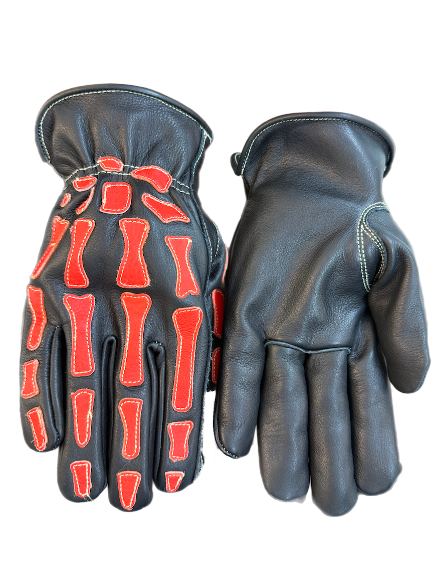 Slickman x Pearlsnap Pimps Skeleton Work Glove | Red