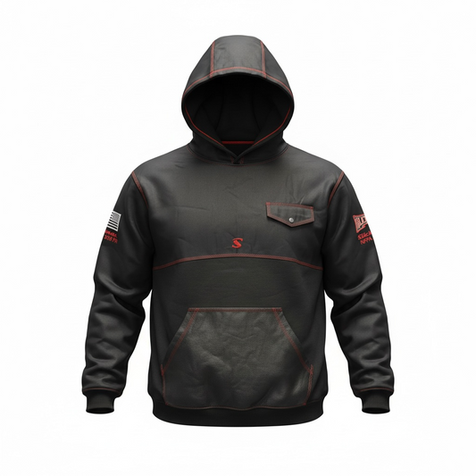 Slickman Black Dual Layer FR Hoodie with Leather Pocket