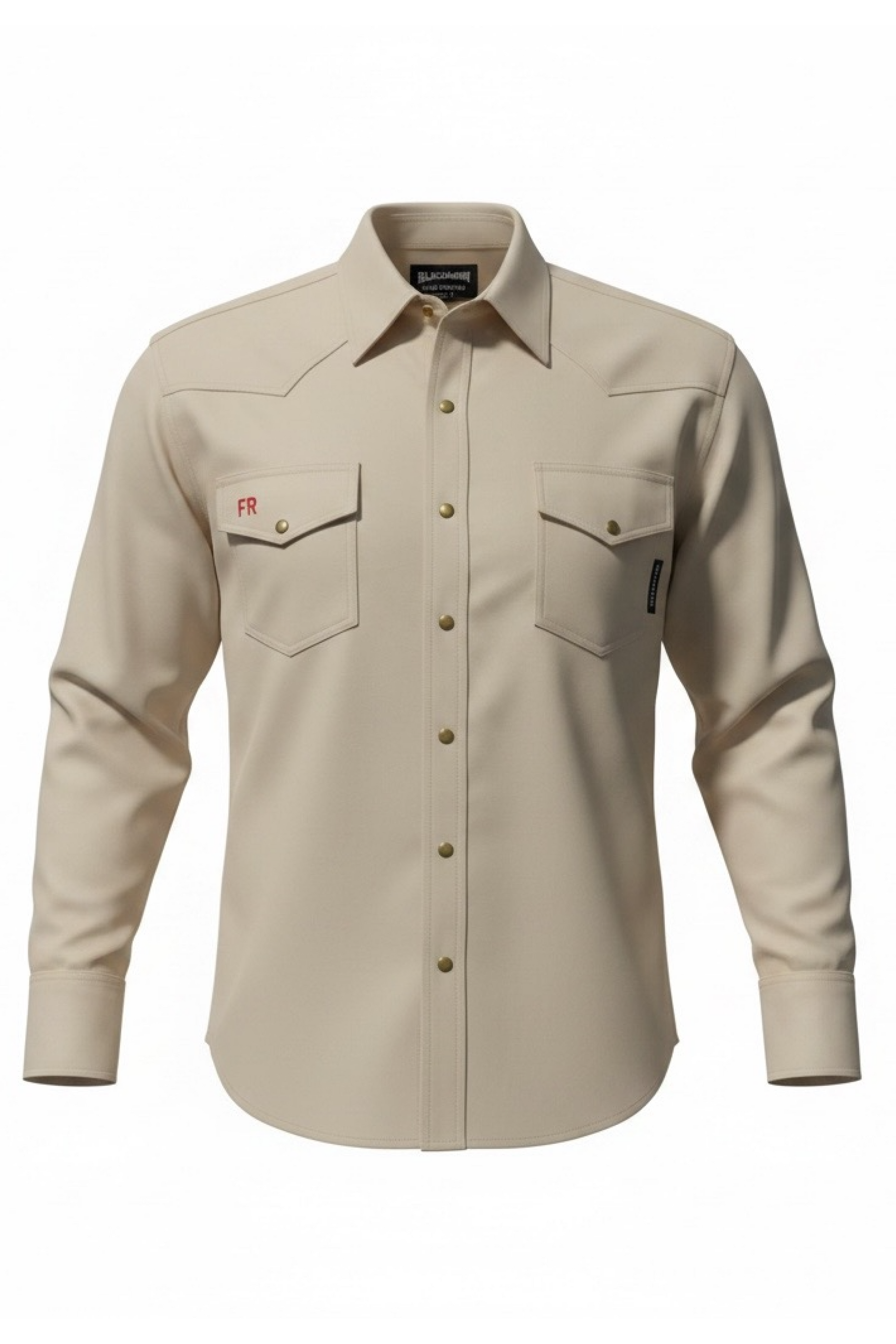 Slickman Khaki FR Welding Shirt with Pearl Snap Closures S
